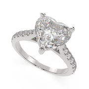3.2 Carat VS1 D Lab Grown Diamond Pave Heart Ring